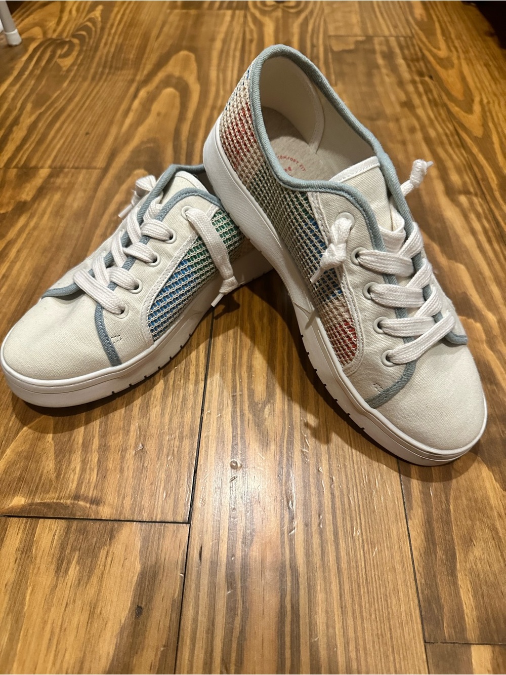 Jellypop Cream Canvas Sneakers with Rainbow Side Panels